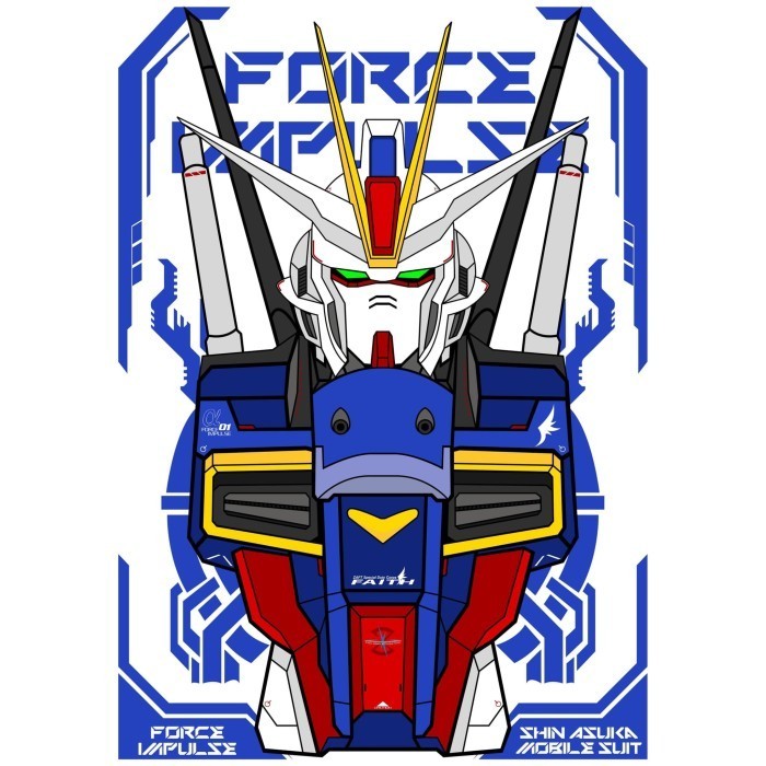 

sticker gundam 3d collections gundam impulse 3 colour set a4 zenyang22