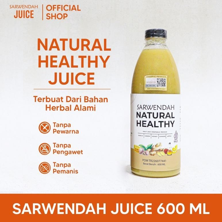 

CR - [ 600 ML ] SARWENDAH JUICE BPOM - SARWENDAH JUS / JUS BAWANG + MADU ASLI + CUKA APEL + LEMON IMPORT + JAHE MERAH / HERBAL SLIMMING / KOLESTEROL / DARAH TINGGI / PROMIL / ASAM URAT / PELANCAR HAID / IMUNITAS TUBUH TERLARIS