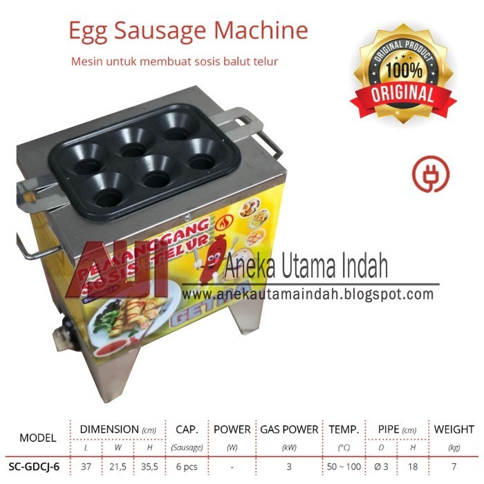 Terbaru Gas Egg Sausage Machine/Alat Pembuat Sostel Getra Tipe Sc-Gdcj-6 Promo Terlaris
