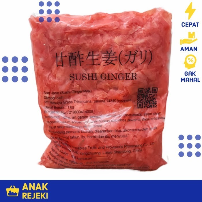 

Sushi Ginger Pink / Acar Jahe Sushi Gari 1 Kg - Pile Gary 1Kg