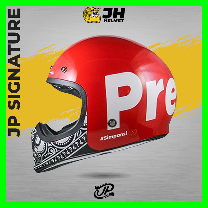 HELM CAKIL JP SIGNATURE PREDIKSI RED FERRARI GLOSSY HELM FULL FACE