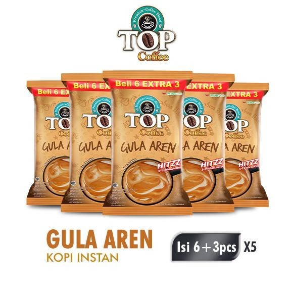 

Top Coffee Kopi Instan Gula Aren 22 gr isi 6 sachet x 5 pack