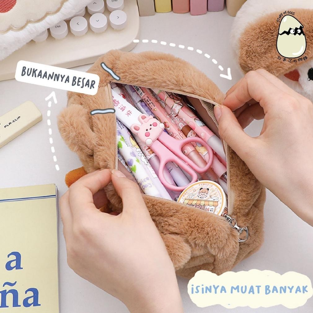 

At43 Fluffy Aesthetic and Cute Pencil Case Bulu Kotak pensil Travel Pouch Make Up Kotak Makeup Skincare Hemat