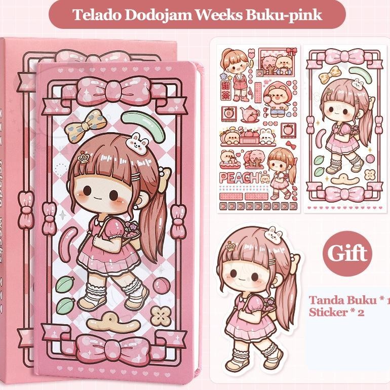 

Sale Notebook weeks cute portable Buku catatan motif korea karakter kartun lucu Agenda diary untuk pelajar sekolah kantor Buku tulis harian Murah