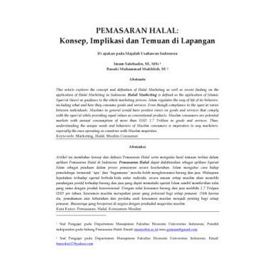 

(PID547) Halal Marketing: Concept, Definition and Latest Findings