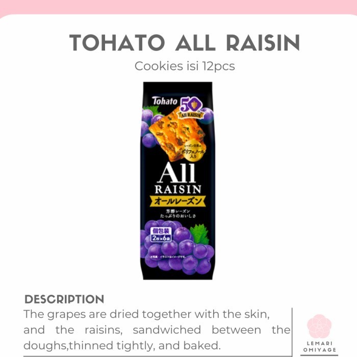 TOHATO ALL RAISIN COOKIES