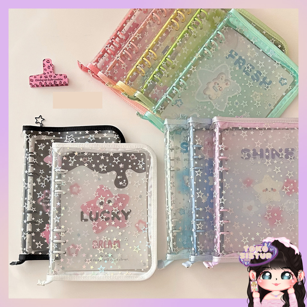 

[TS] A5 Binder Cover Star Bintang Glitter Photocard Deluxe Resleting Star Bintang