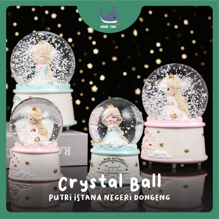 Ready MAMA SING Bola Kristal Salju Istana Fairytale Princess Cantik Unik