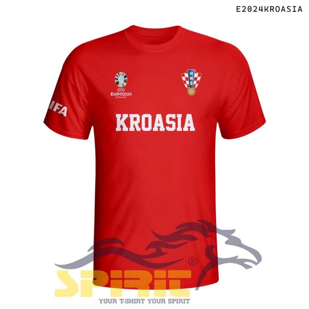 Kaos t shirt jersey kroasia UEFA Euro 2024
