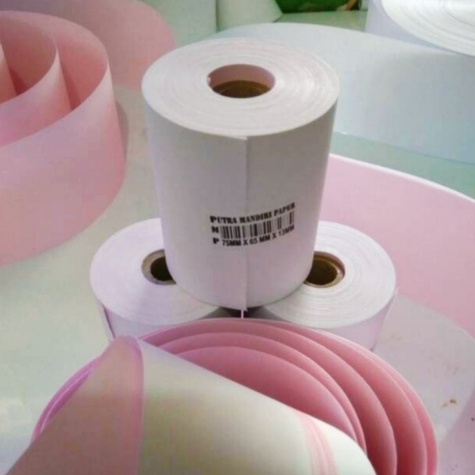 

Kertas kasir NCR 2PLY / Struk NCR 2 RANGKAP 75x65 paket 10 Roll