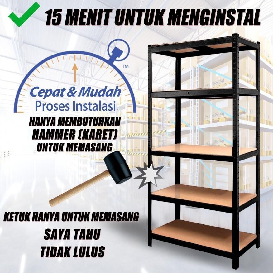 CR - Rak Besi Siku 6 Susun Rak gudang Serbagun Rak Gudang 6 Susun Rak Besi Adjustable 120x50x180CM T