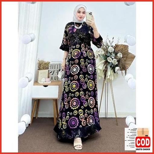 Extra Daster Maura Dress Batik Daster Batik Daster Lengan Panjang Daster Lengan 3 4 Daster Busui Dre