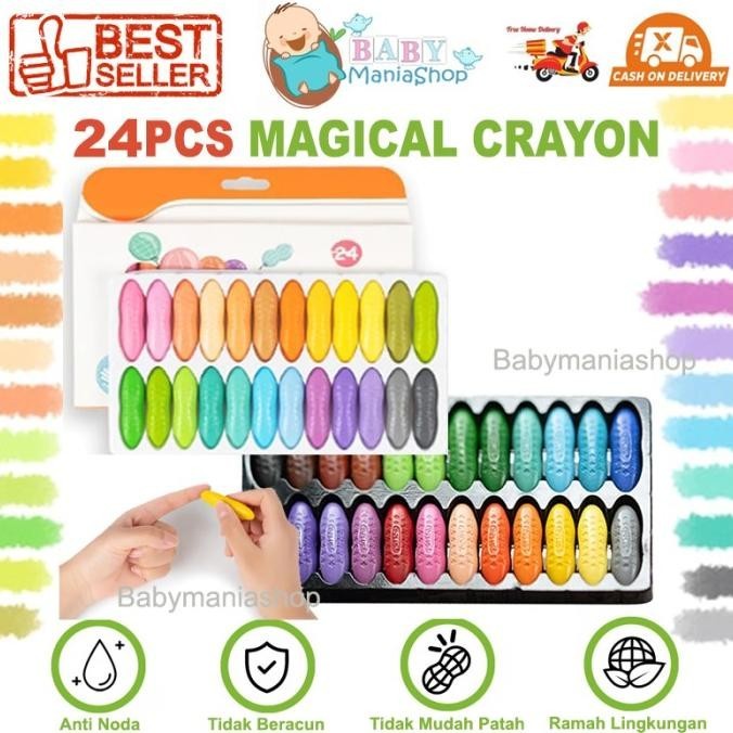 

Magical Crayon 24 pcs Crayons Set Bayi Anak Peanut Yplus UK Mudah Diha