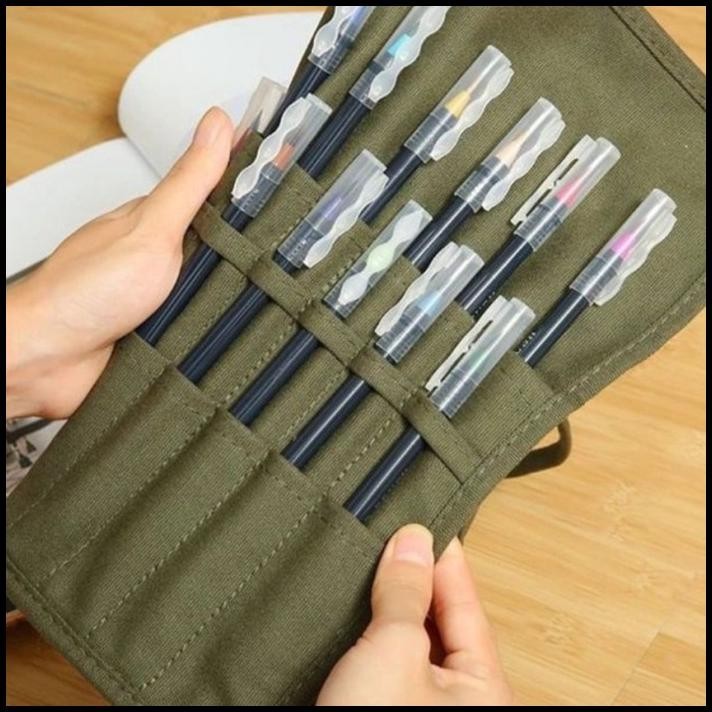 

BEST DEAL TAS KANVAS TEMPAT PENYIMPANAN KUAS LUKIS PAINT BRUSH TRAVEL PORTABLE !!!