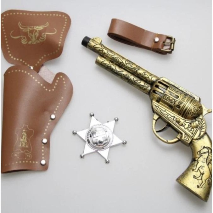 Mainan Pistol Set Koboi | Cowboy Gun Set | Weapon Props Costume