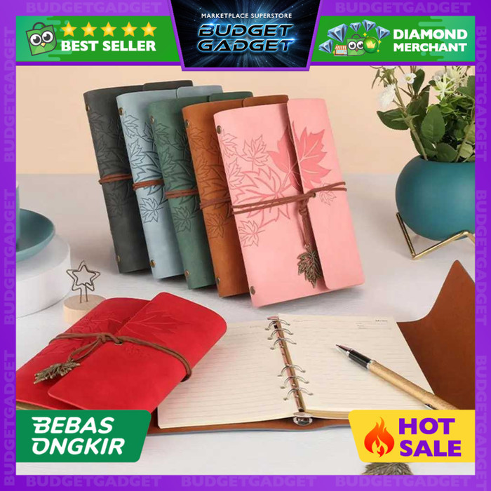 

Silahkan Order] Buku Catatan Harian Binder Kulit Retro Maple Leaf Gift Souvenir Notes