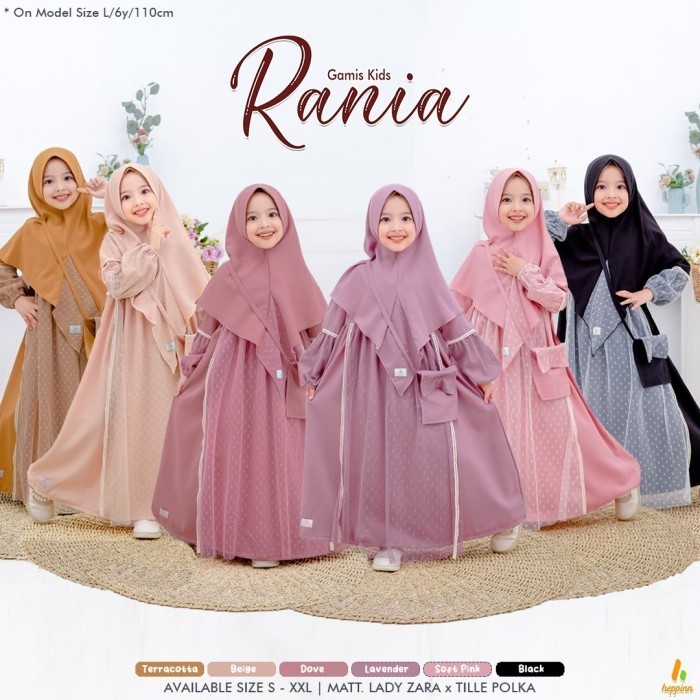 Gas Pesta Tutu Anak Rania Baju Muslim Perempuan Tile Setelan Hijab