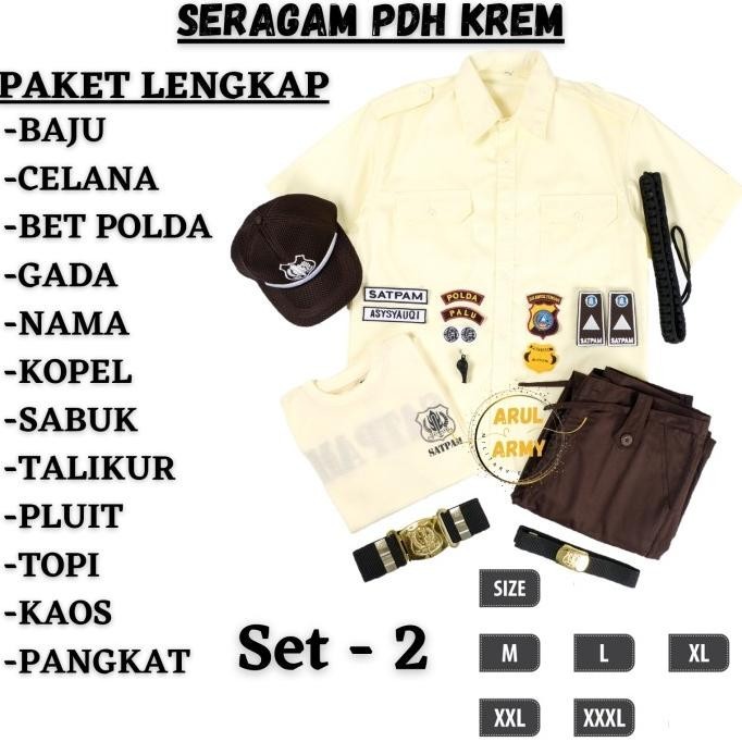 Seragam Satpam Terbaru 2022 Krem Baju Setelan Security Pdh Pdl Cream