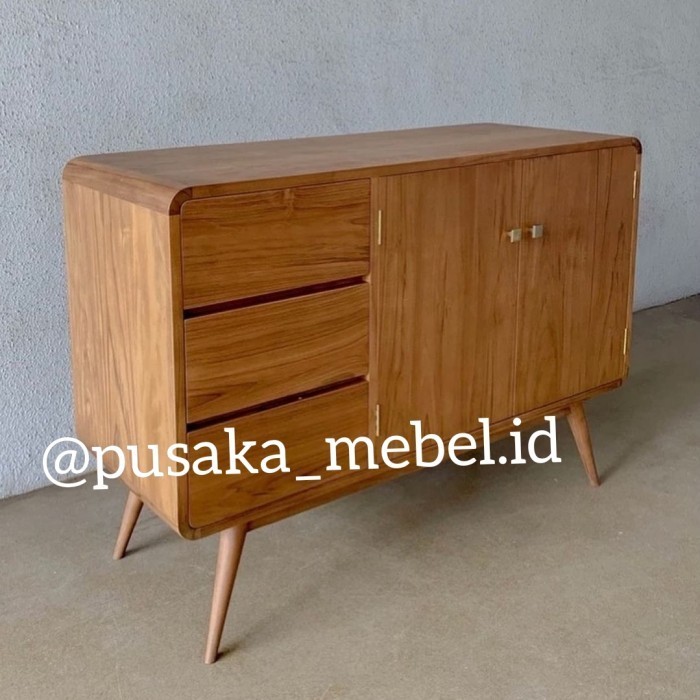 meja nakas laci kayu jati minimalis, meja bufet laci kayu, rak laci