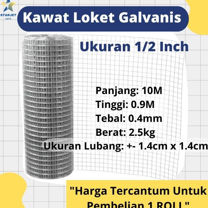 Kawat Ram Loket Putih Galvanis Kandang Ayam Panjang 10 Meter Per Roll