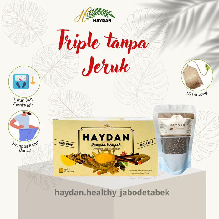 

Terlaris paket diet haydan ramuan rempah 1 box isi 16 kantong+chia sheed 100gr SALE