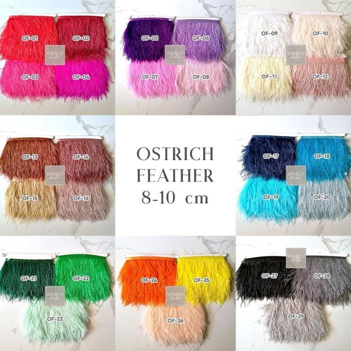 

Bulu Ostrich Pendek 8cm - 10cm Ostrich Feather 10 cm Renda Ostrich
