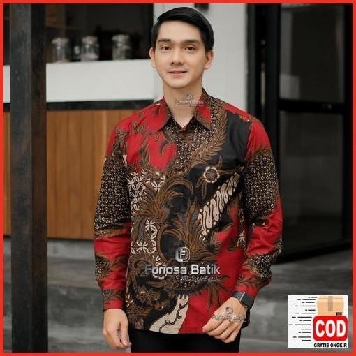 Flash Sale Furiosa Batik Garuda Merah Baju Pria Lengan Panjang Atasan Pria Ukuran M L Xl Xxl Jaminan