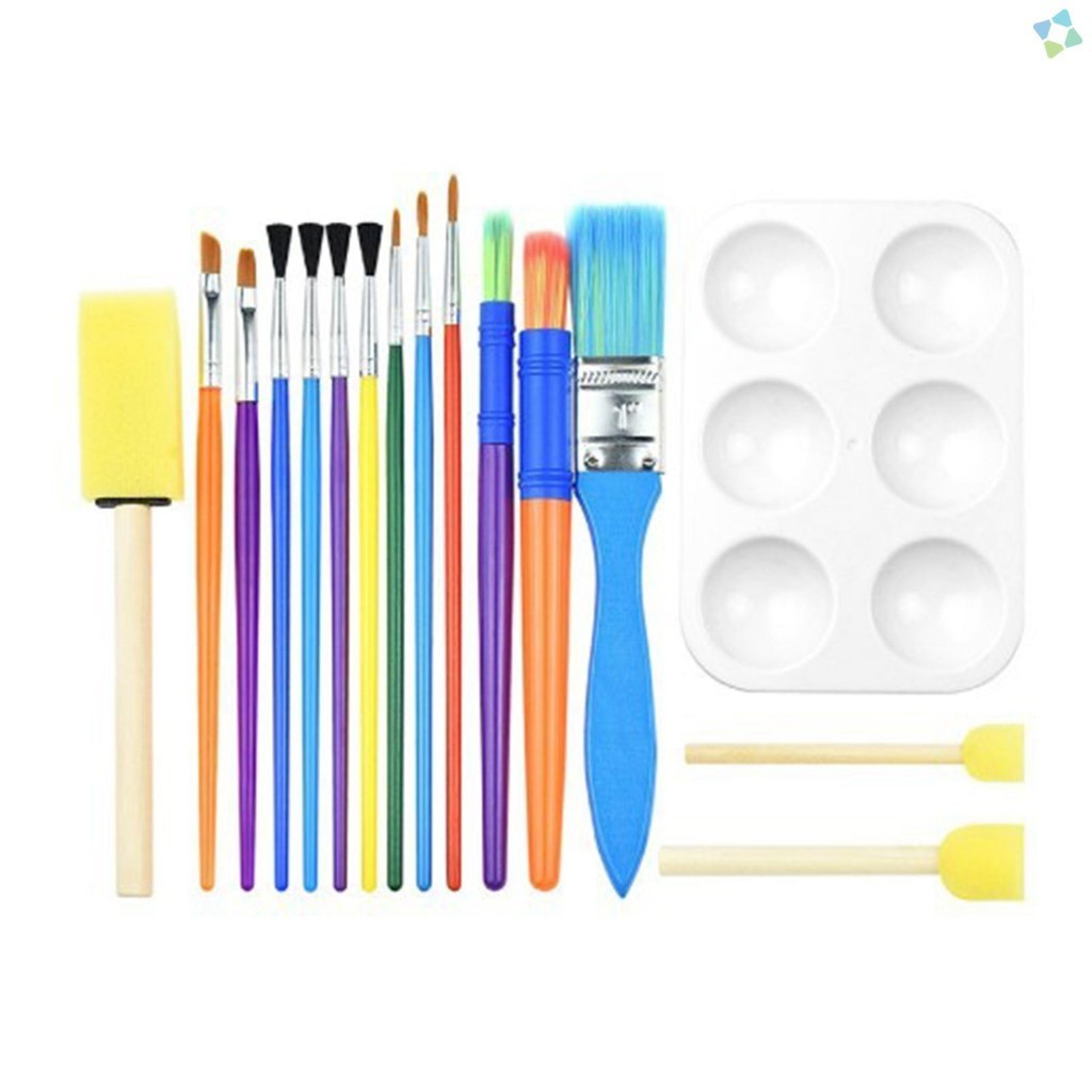 

16PCS Children Paintbrushes Washable Paint Brushes Sponge Painting Brush Set for Toddler Kids Early DIY Learning Toys Finger Paints sponges Art Supplies Gifts for Acrylic Crafts Rock Tempera Paints