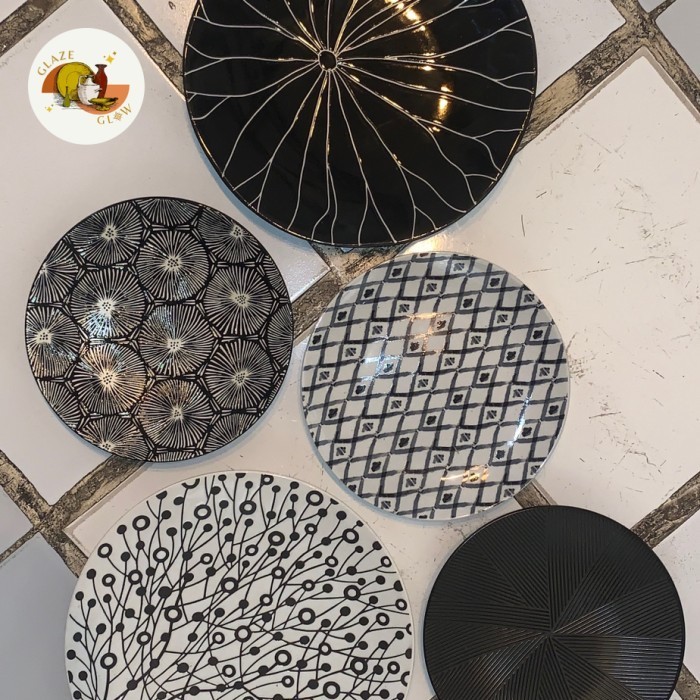 Set/ Paketan Piring Keramik Hiasan Pajangan Dinding Walldecor Monokrom