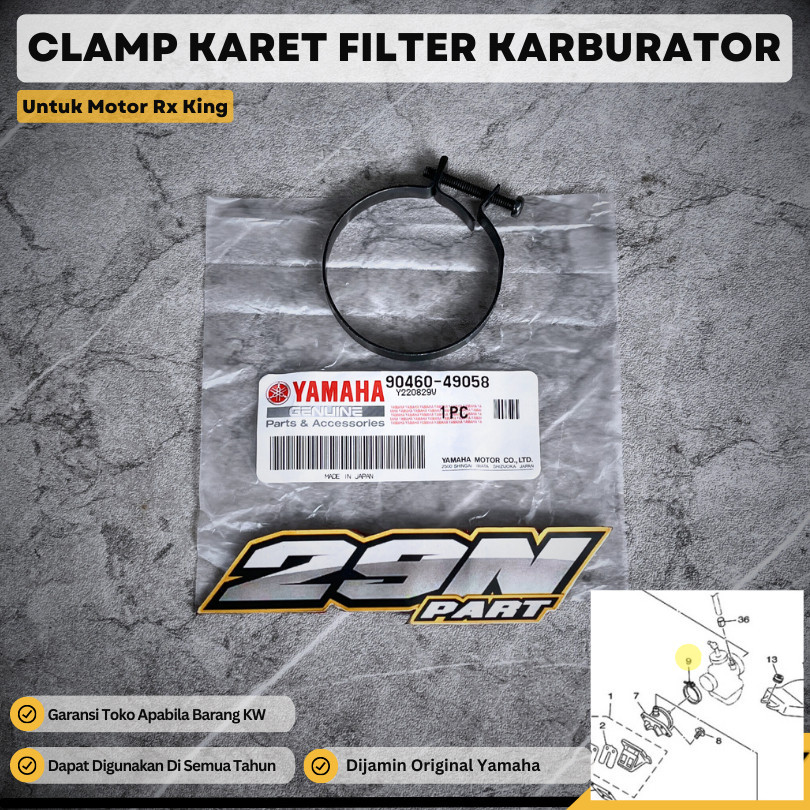KLEM CLAMP KARET FILTER KARBURATOR RX KING (90460-49058) ORIGINAL