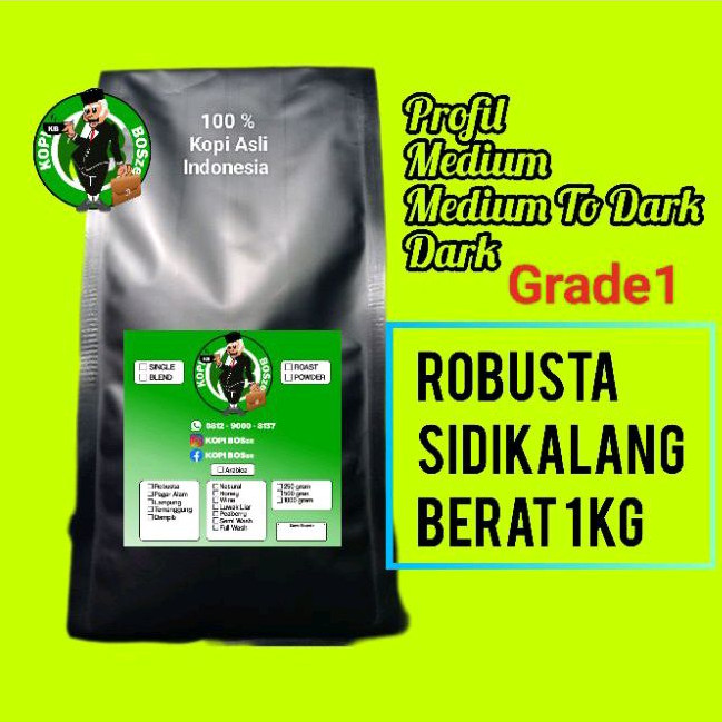 

Kopi Robusta Sidikalang 1 Kg Grade1 Bubuk/Biji