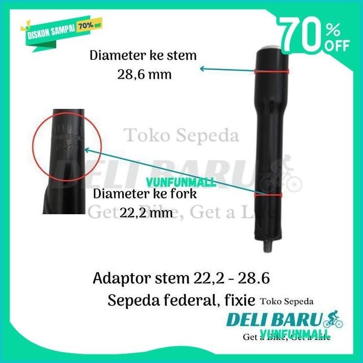ADAPTOR STEM 22.2 PANJANG 14 CM SAMBUNGAN TIANG STANG SEPEDA FEDERAL BAHAN BERKUALITAS TINGGI 