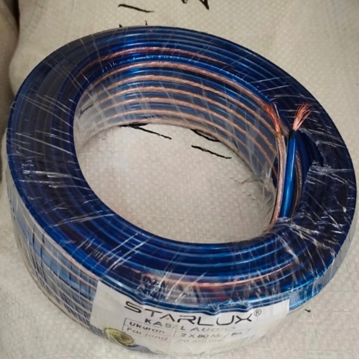 KABEL LISTRIK TRANSPARAN-KABEL AUDIO-KABEL SERABUT 2X80 15METER