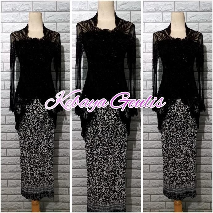 set kebaya wisuda modern kebaya pesta warna hitam elegan bisa COD