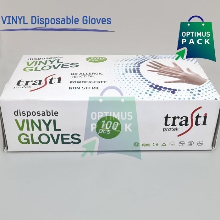 Trasti Ori Sarung Tangan Vinil Latex Gloves Medis Vinyl 100Pcs Sz L