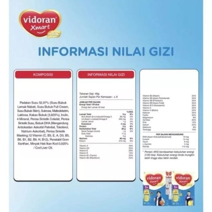 

Vidoran 5+ xmart Madu/Coklat 700gr Susu Pertumbuhan GMM