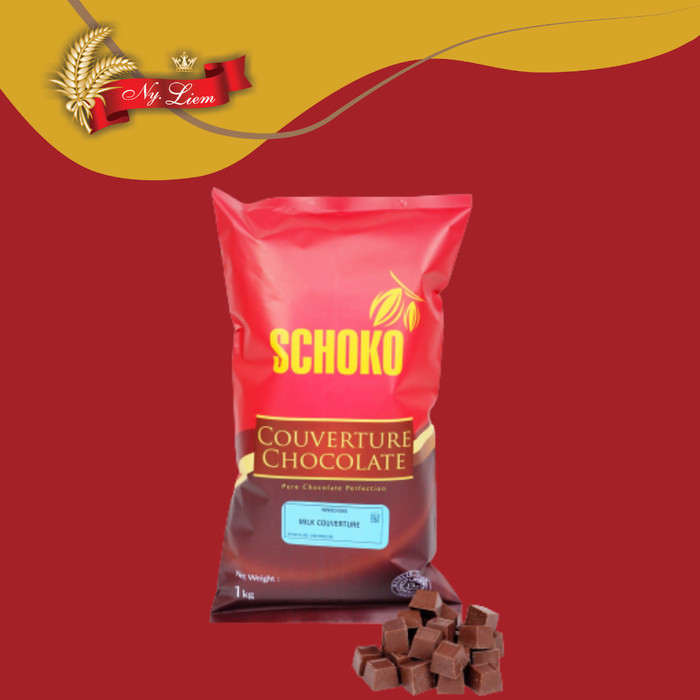 

Terlaris SCHOKO Couverture Milk Chocolate / Cokelat Susu Cube 1 kg SALE