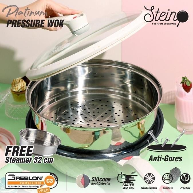 Stein Cookware Platinum Pressure Wok 32 Cm Steincookware Panci Presto Santypurnama75