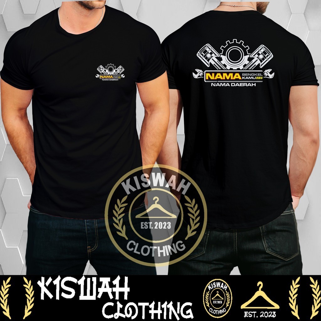 Kaos Tshirt Mekanik Bengkel V5 Gratis Nama Bengkel dan Gratis Nama Daerah Kamu DB Baju Otomotif