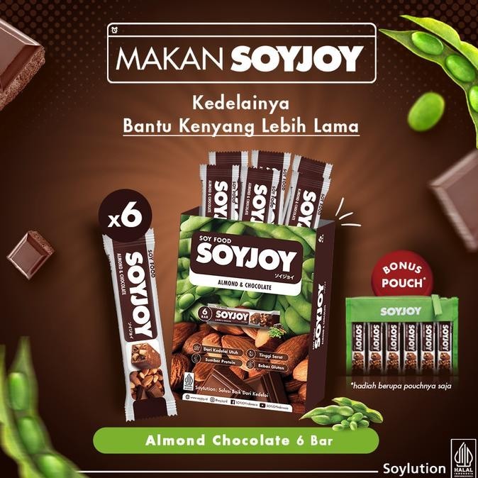 

SOYJOY Snack Bar Kedelai Almond Chocolate Box isi 6 Bar