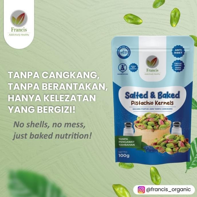 

Baked Salted Pistachio Kernels / Kacang Fustuk Tanpa Cangkang Panggang