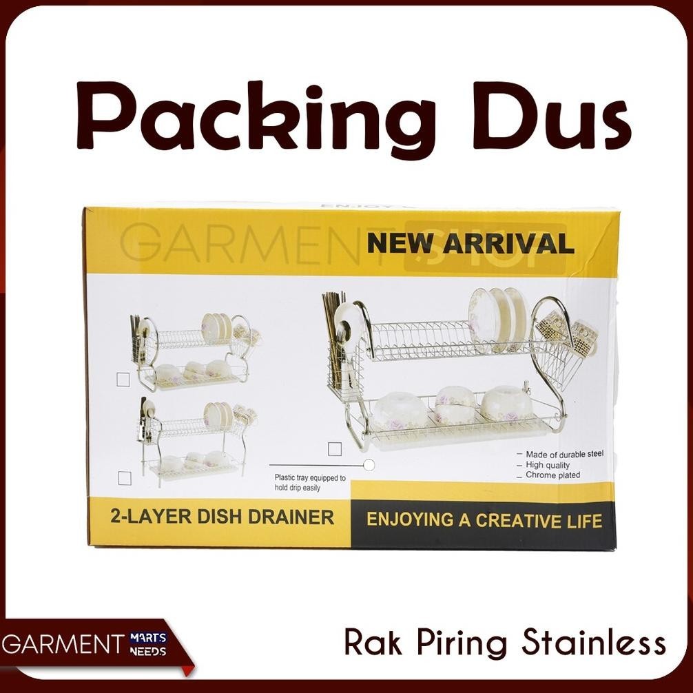Rak Piring Stainless 2 Susun Anti Karat Peralatan Dapur Besar Murah Premium Jumbo