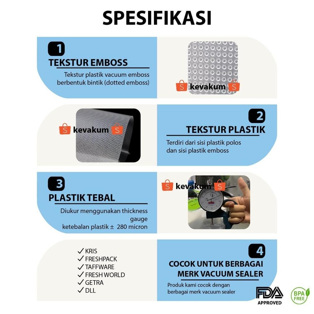 Plastik vacum embos 17X25 Isi 100 Plastic Vacum Embos Bintik Vakum Embossed