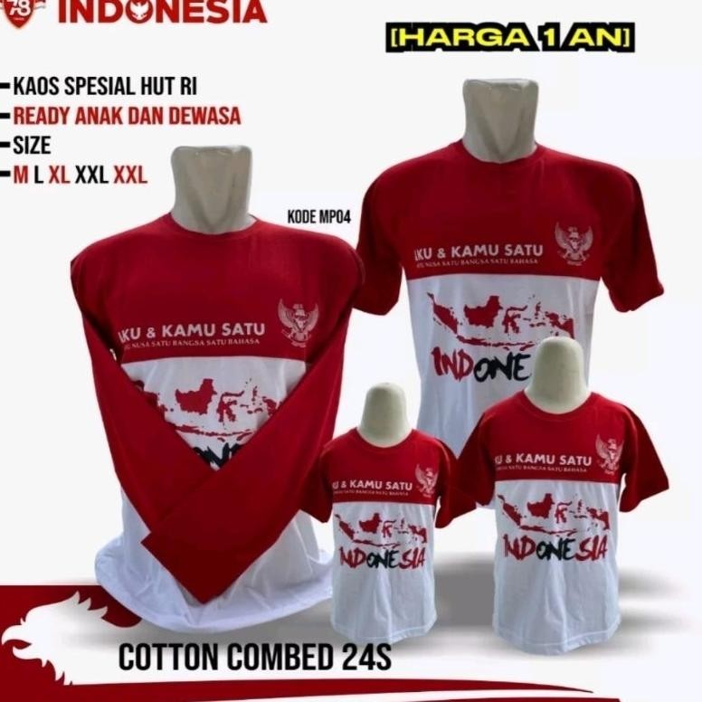 Kaos Merah Putih Panjang // Pendek 17 Agustusan