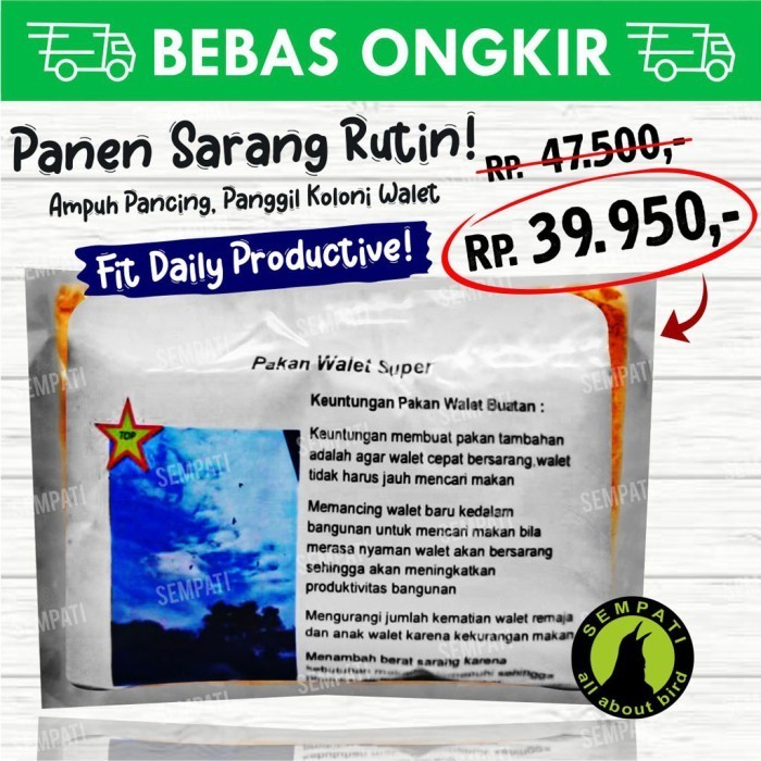 Terlaris Pakan Walet Super Makanan Burung Walet Premium 1 Kg Sarang Koloni Pkwl