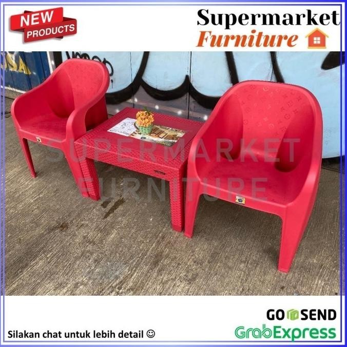 Kursi Plastik Set Napolly 500 + Meja Mrs 7546 2Kursi + 1Meja . Lapakbuzzo
