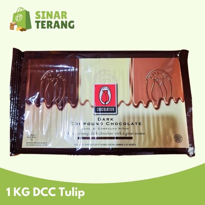 

Dark Chocolate Compound Tulip 1kg / Cokelat Batang Tulip dcc 1 KG