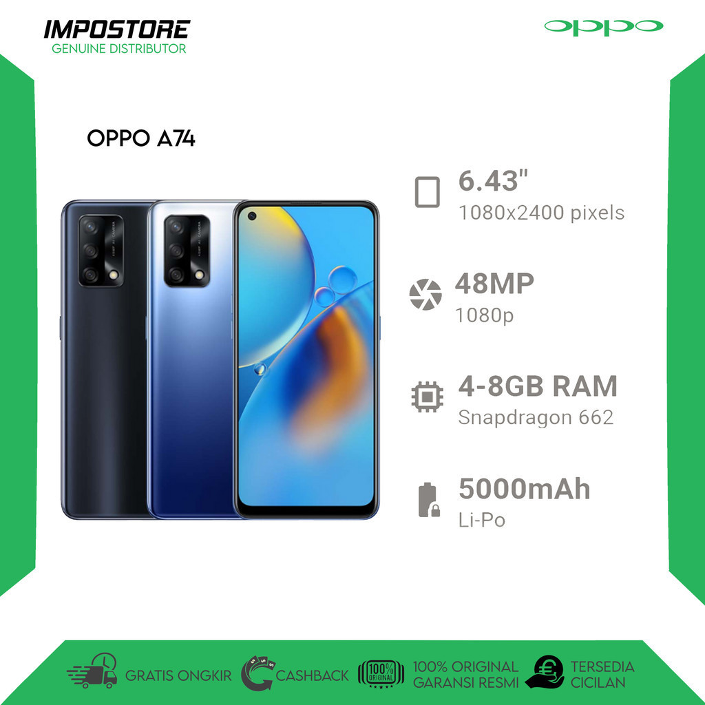 OPPO A74 - 6/128GB - SNAPDRAGON 662 - REPACK