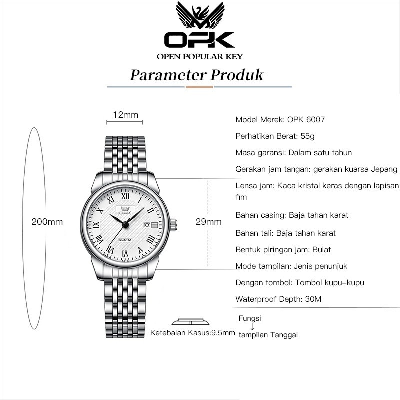 NEW COLLECION l OPK Jam Tangan Wanita Anti Air Original Kecil Elegan Analog Arloji Casual Fashion