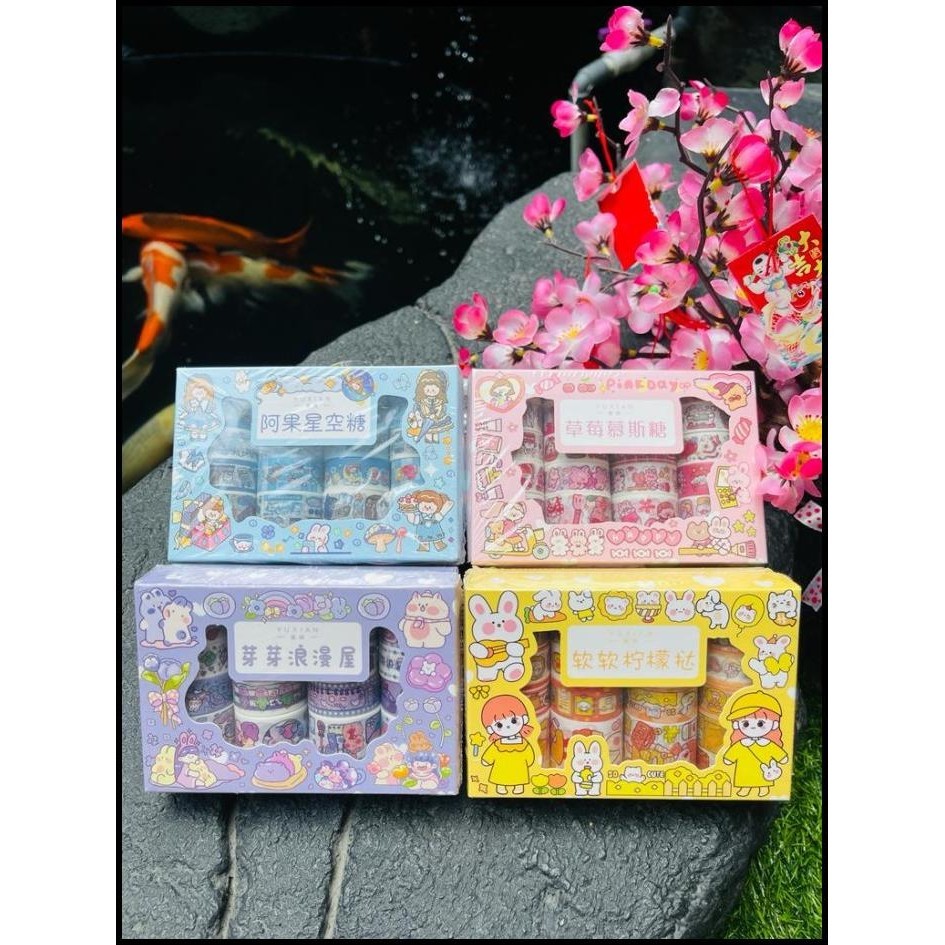 

TERBARU STIKER BOX ROLL WASHI / STIKER WASHI ROLL BOX WARNA